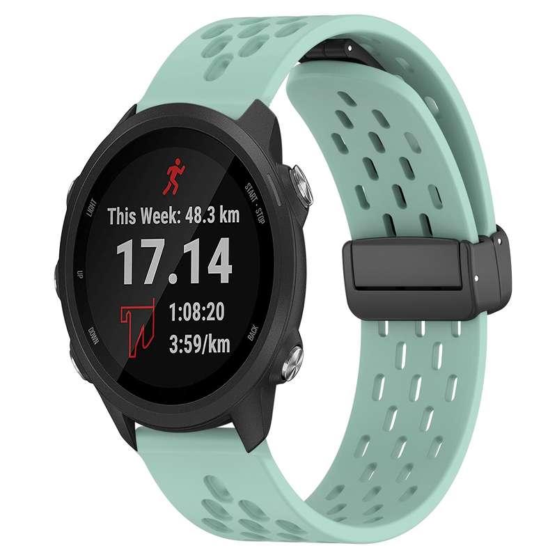 For Garmin Forerunner 245 Music 20mm Folding Magnetic Clasp Silicone Watch Band(White)