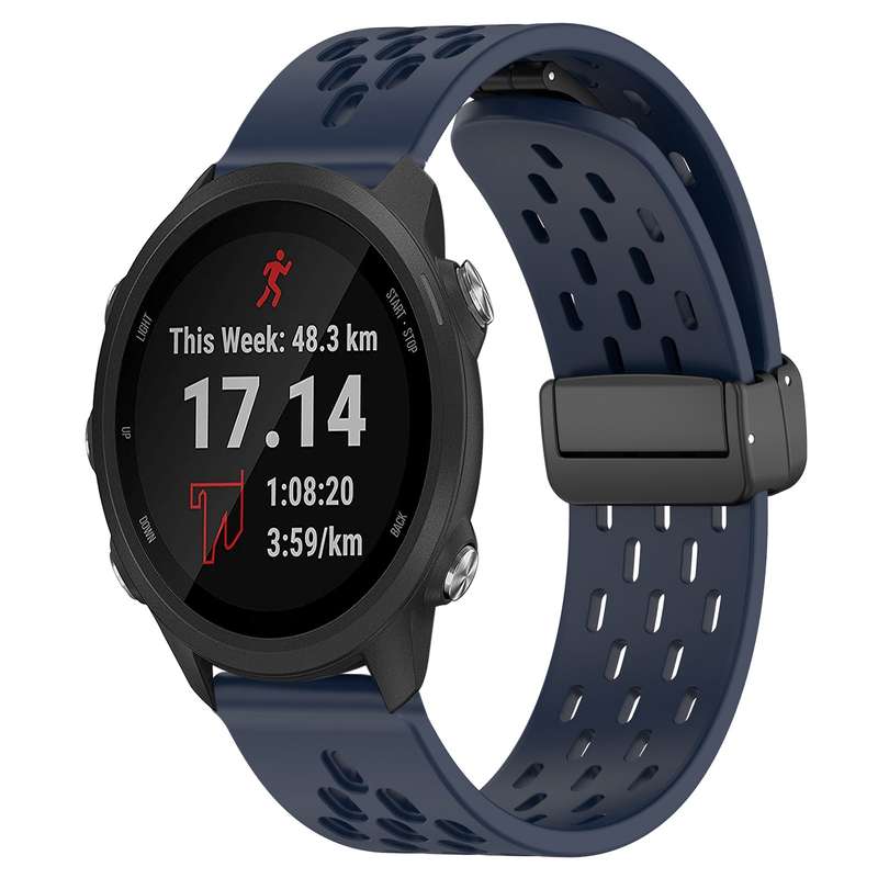 For Garmin Forerunner 245 Music 20mm Folding Magnetic Clasp Silicone Watch Band(White)
