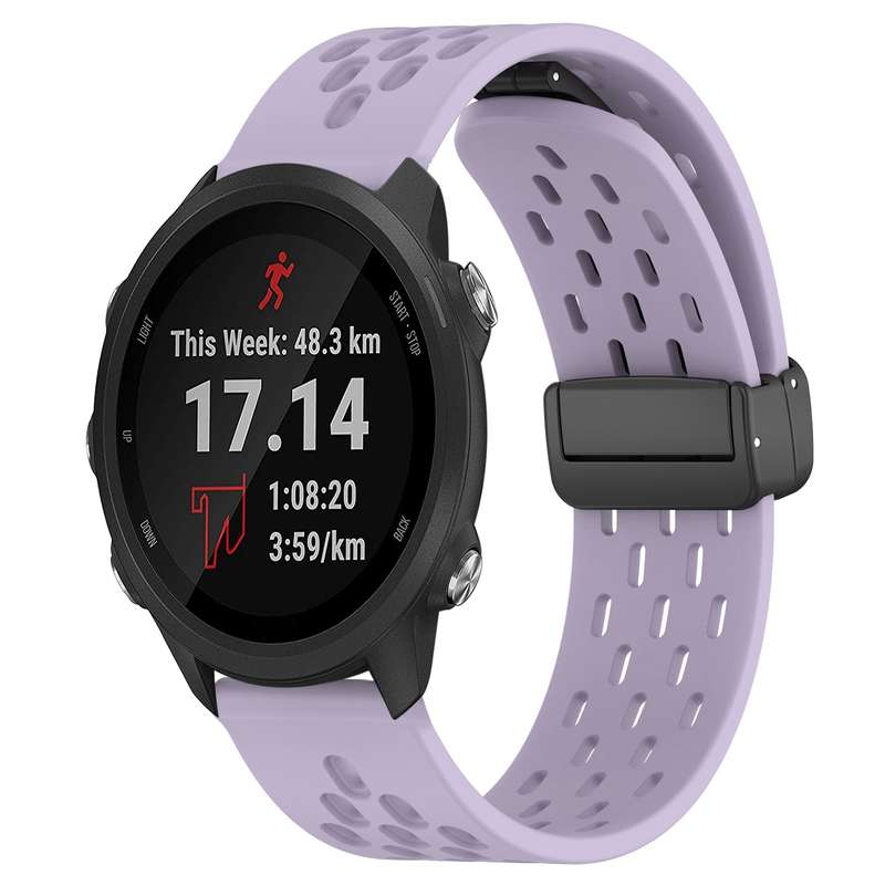 For Garmin Forerunner 245 Music 20mm Folding Magnetic Clasp Silicone Watch Band(White)