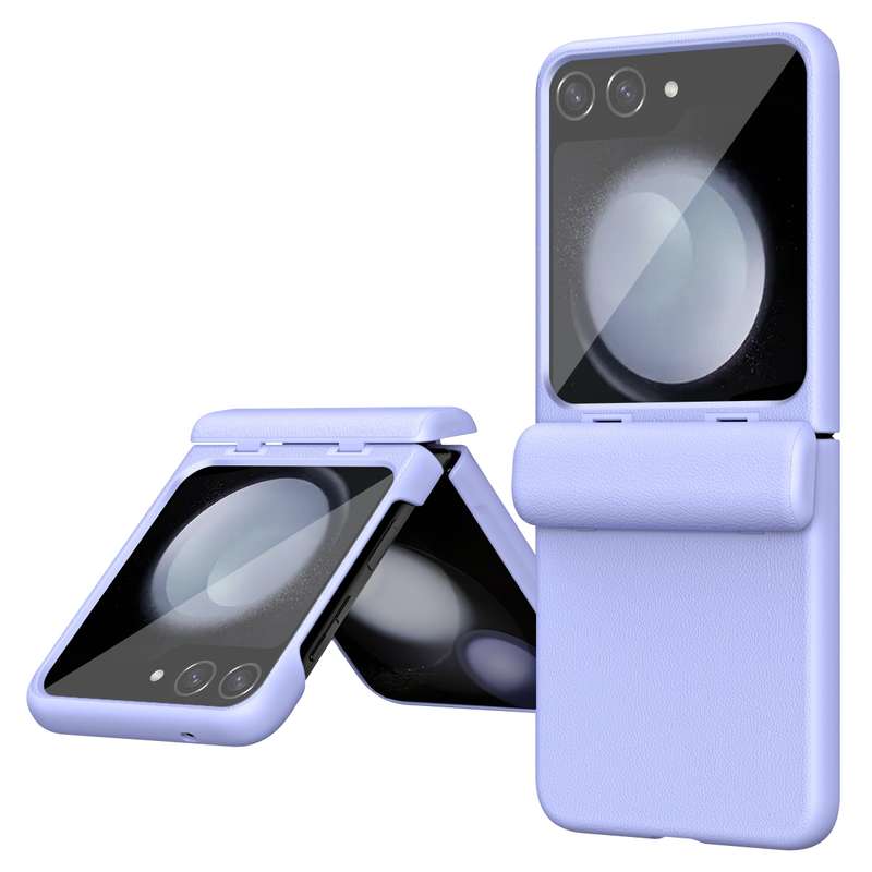 For Samsung Galaxy Z Flip6 5G Integrated Film Plain Leather Phone Case(Purple)