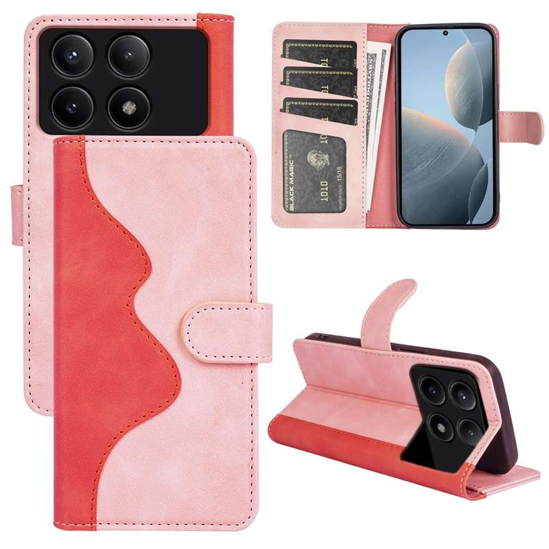 For Xiaomi Redmi K70E Stitching Horizontal Flip Leather Phone Case(Red)
