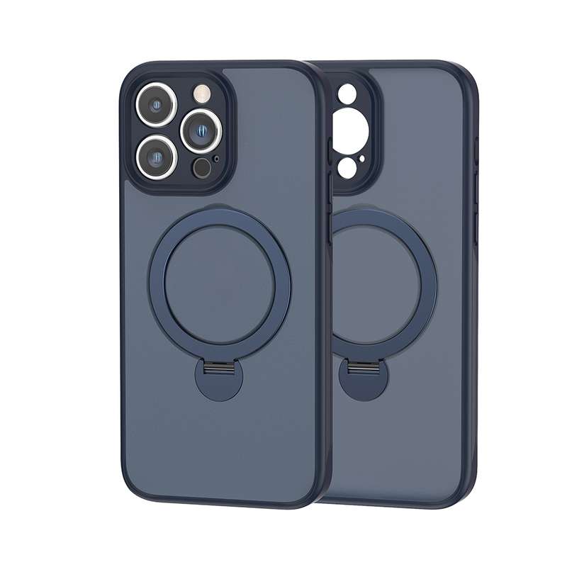 For iPhone 15 Pro 360 Magsafe Ring Holder TPU Hybrid PC Phone Case(Purple)