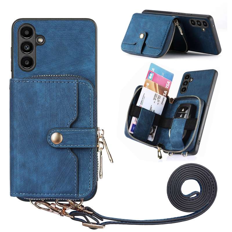 For Samsung Galaxy A24 4G Crossbody Multi-function Zipper Wallet Phone Case(Purple)