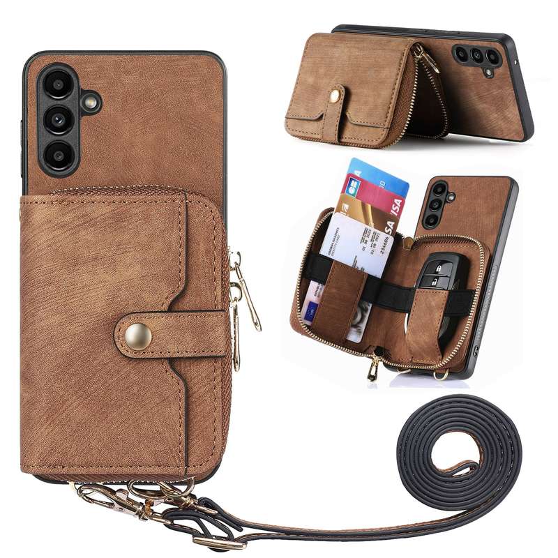For Samsung Galaxy A24 4G Crossbody Multi-function Zipper Wallet Phone Case(Purple)