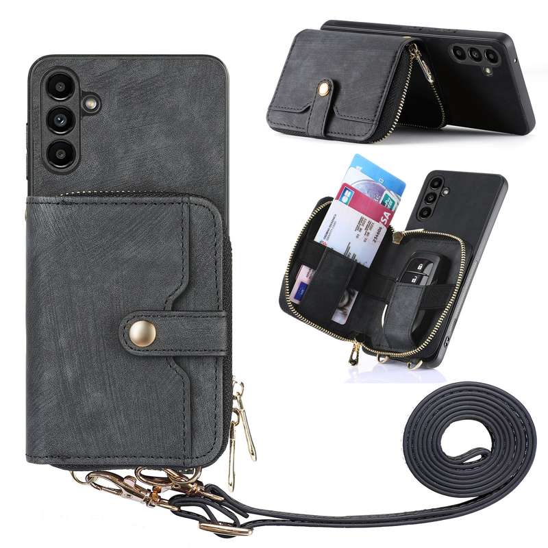 For Samsung Galaxy A24 4G Crossbody Multi-function Zipper Wallet Phone Case(Purple)