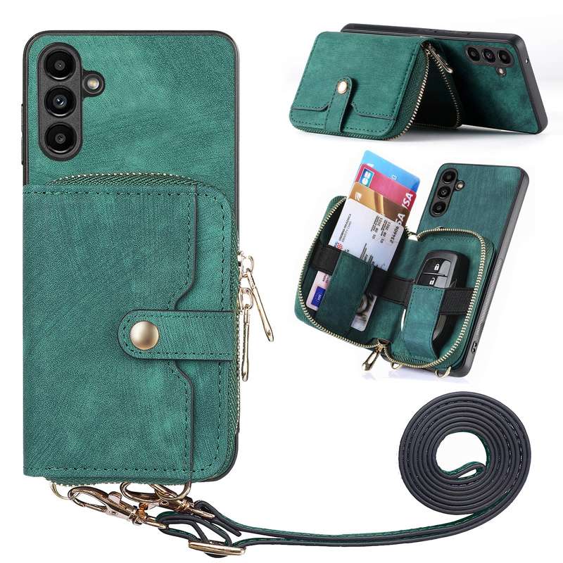 For Samsung Galaxy A24 4G Crossbody Multi-function Zipper Wallet Phone Case(Purple)