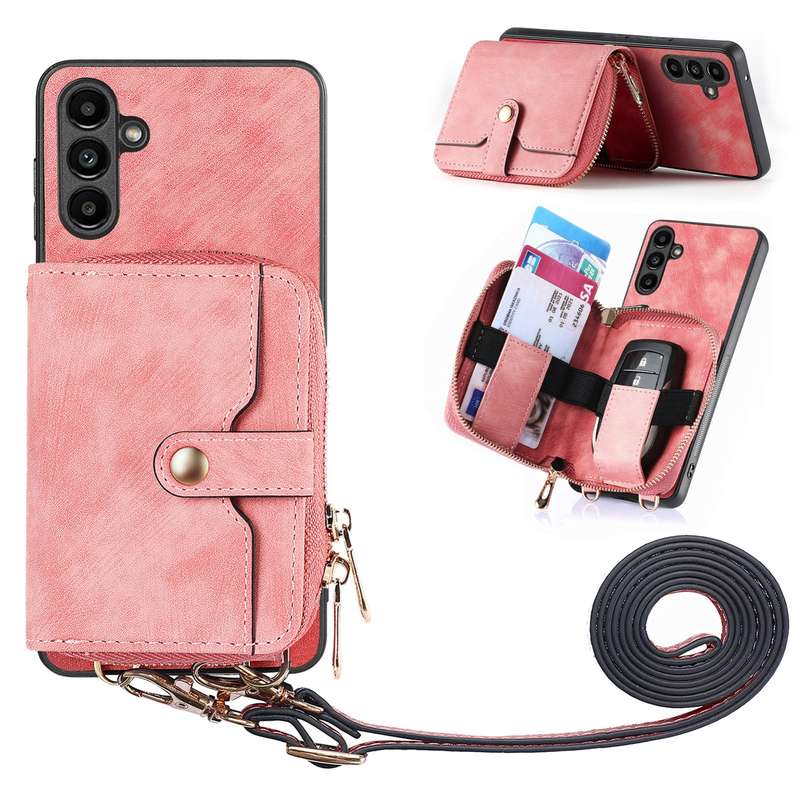 For Samsung Galaxy A24 4G Crossbody Multi-function Zipper Wallet Phone Case(Purple)