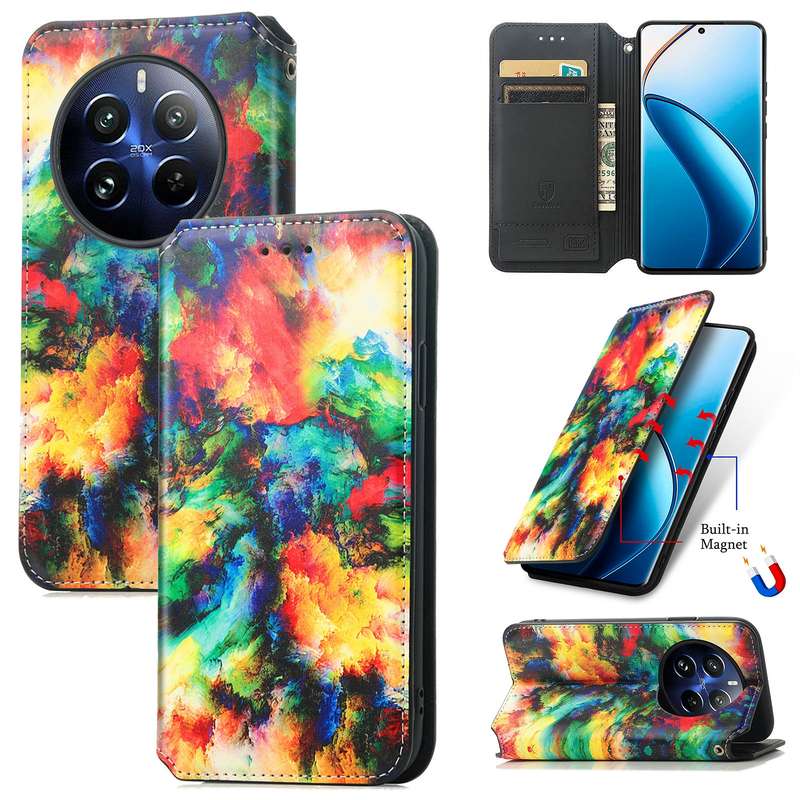 For Realme 12 Pro CaseNeo Colorful Magnetic Leather Phone Case(Colorful Cloud)
