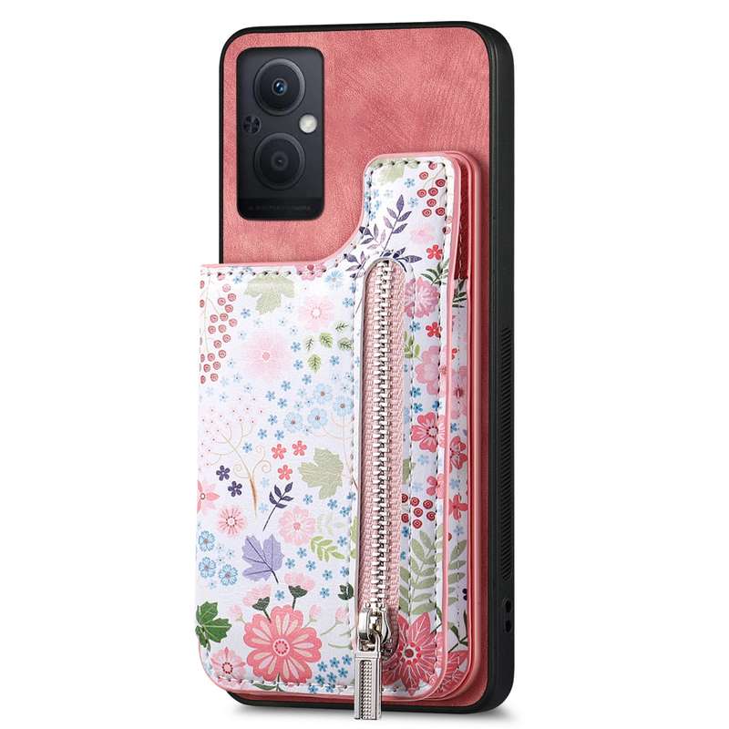 For OPPO Reno7 Z 5G Retro Painted Zipper Wallet Back Phone Case(Blue)