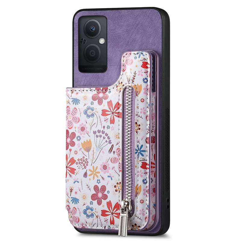 For OPPO Reno7 Z 5G Retro Painted Zipper Wallet Back Phone Case(Blue)