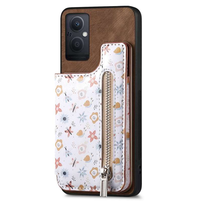 For OPPO Reno7 Z 5G Retro Painted Zipper Wallet Back Phone Case(Blue)