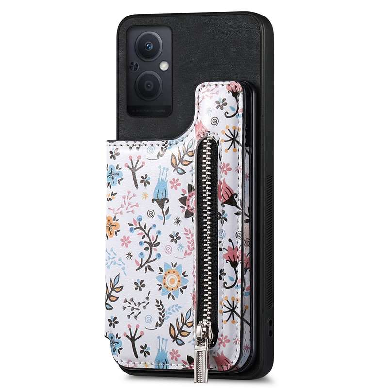 For OPPO Reno7 Z 5G Retro Painted Zipper Wallet Back Phone Case(Blue)