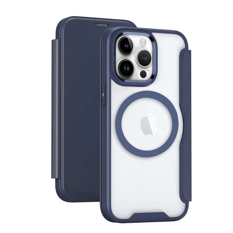 For iPhone 16 Pro MagSafe RFID Blocking Adsorption Flip Leather Phone Case(Purple)