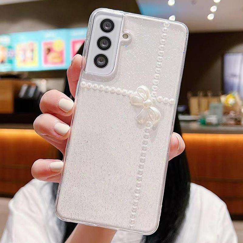 For Samsung Galaxy A24 5G Pearl Bow Glitter Epoxy TPU Phone Case(Three Knots)