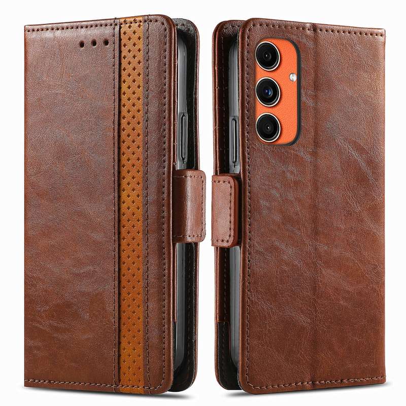 For Samsung Galaxy C55 CaseNeo Splicing Dual Magnetic Buckle Leather Phone Case(Brown)