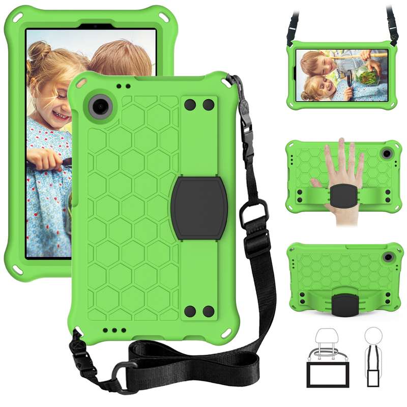 For Blackview Tab 60 8.7 2023 Honeycomb EVA Hybrid PC Tablet Case with Strap(Rose Red+Black)