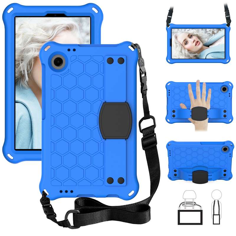 For Blackview Tab 60 8.7 2023 Honeycomb EVA Hybrid PC Tablet Case with Strap(Rose Red+Black)