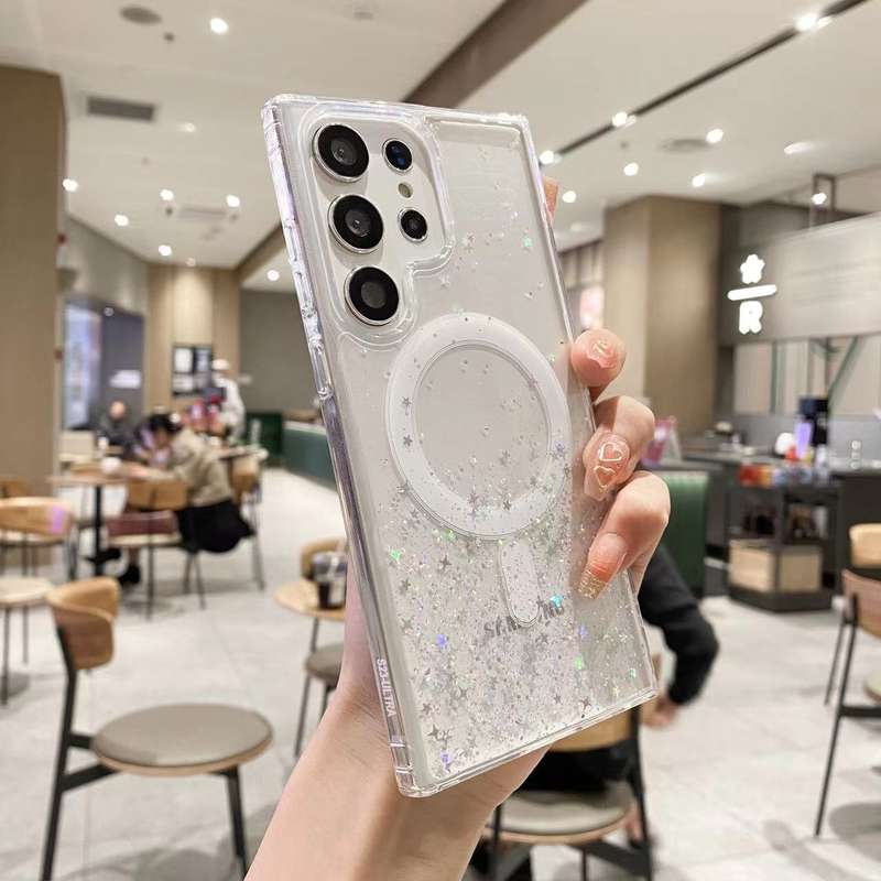 For Samsung Galaxy S23 FE 5G MagSafe Glitter Hybrid Clear TPU Phone Case(Green)