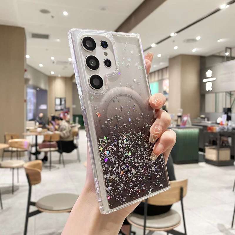 For Samsung Galaxy S23 FE 5G MagSafe Glitter Hybrid Clear TPU Phone Case(Green)