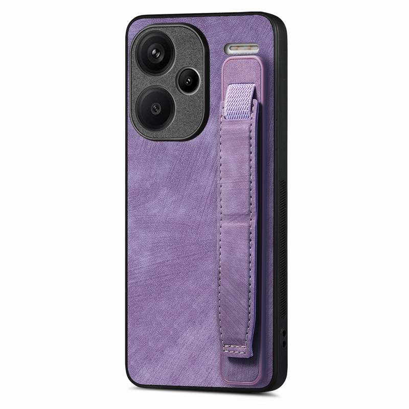 For Xiaomi Redmi Note 13 Pro+ Retro Wristband Holder Leather Back Phone Case(Brown)