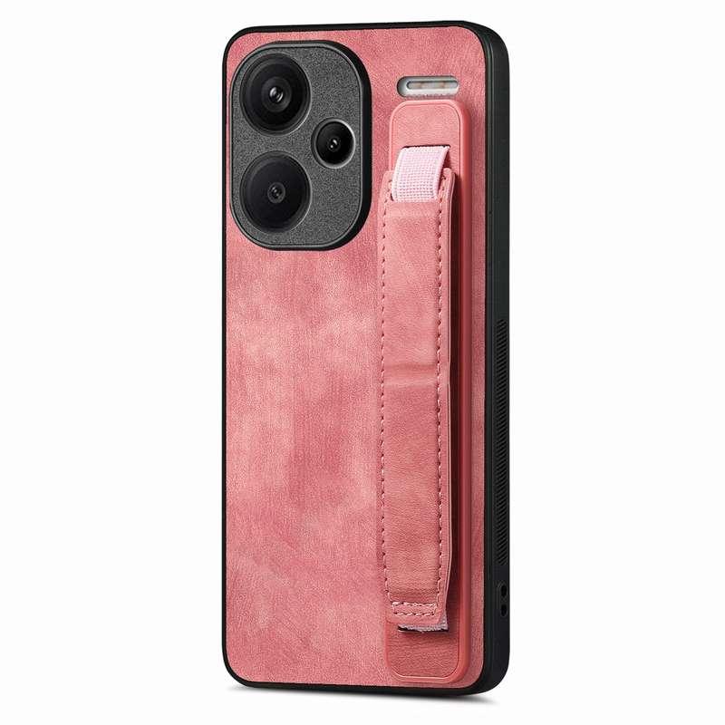 For Xiaomi Redmi Note 13 Pro+ Retro Wristband Holder Leather Back Phone Case(Brown)