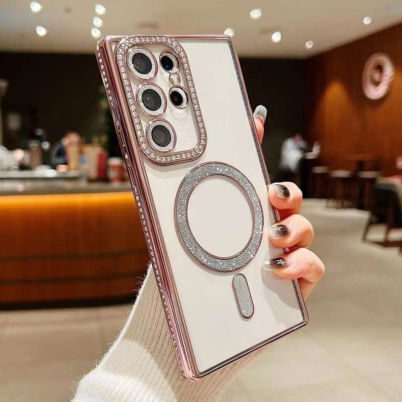 For Samsung Galaxy S24 Ultra 5G Diamond Gradient Plated MagSafe TPU Phone Case(Silver)