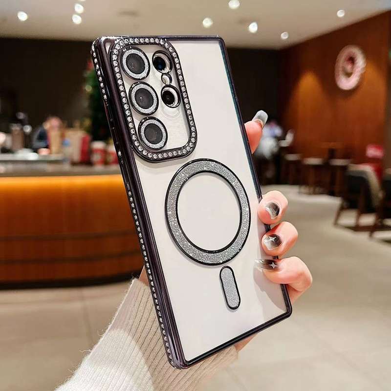 For Samsung Galaxy S24 Ultra 5G Diamond Gradient Plated MagSafe TPU Phone Case(Silver)