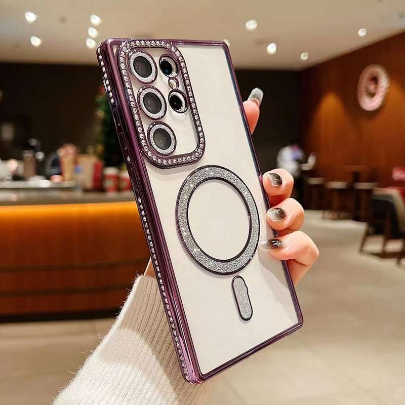 For Samsung Galaxy S24 Ultra 5G Diamond Gradient Plated MagSafe TPU Phone Case(Silver)