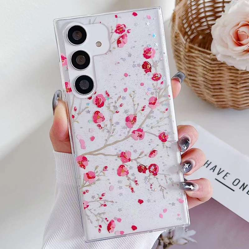 For Samsung Galaxy A54 5G Spring Garden Epoxy TPU Phone Case(F06 Blue and White Flowers)