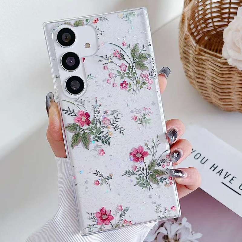 For Samsung Galaxy A54 5G Spring Garden Epoxy TPU Phone Case(F06 Blue and White Flowers)