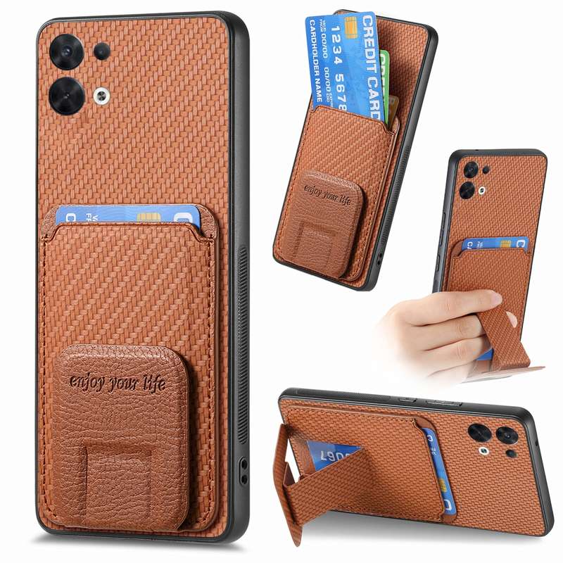 For OPPO Reno8 5G Carbon Fiber Card Bag Fold Stand Phone Case(Green)