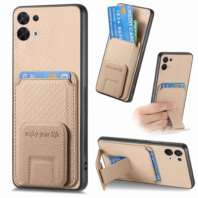 For OPPO Reno8 5G Carbon Fiber Card Bag Fold Stand Phone Case(Green)