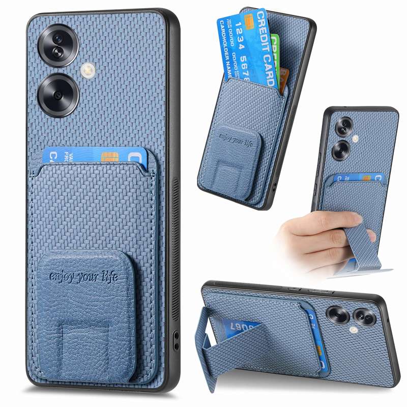 For OPPO A79 5G Carbon Fiber Card Bag Fold Stand Phone Case(Black)