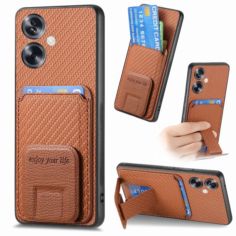 For OPPO A79 5G Carbon Fiber Card Bag Fold Stand Phone Case(Black)