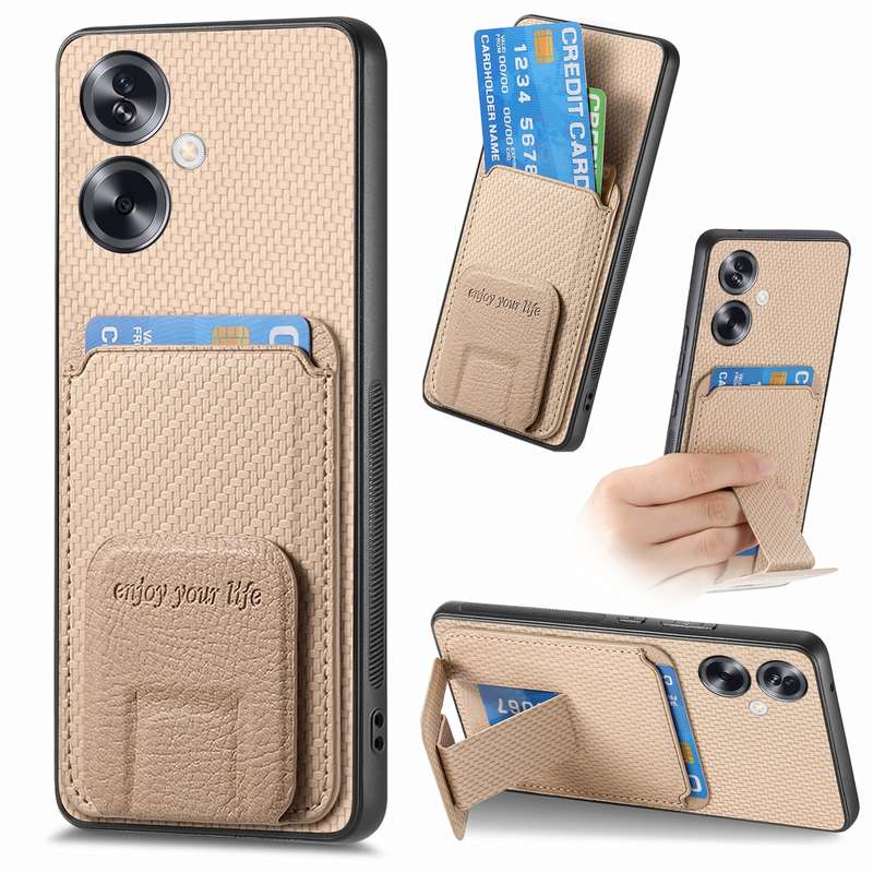 For OPPO A79 5G Carbon Fiber Card Bag Fold Stand Phone Case(Black)