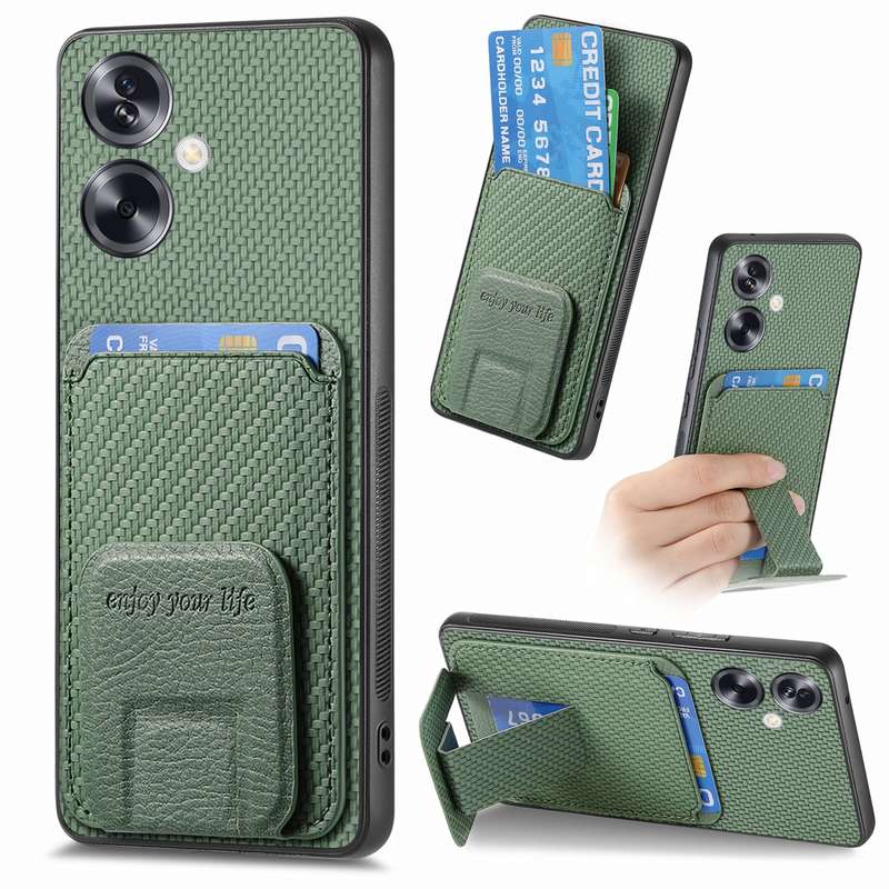 For OPPO A79 5G Carbon Fiber Card Bag Fold Stand Phone Case(Black)