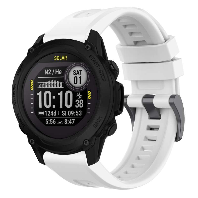 For Garmin Descent G1 / G1 Solar Solid Color Black Buckle Silicone Quick Release Watch Band(Whi