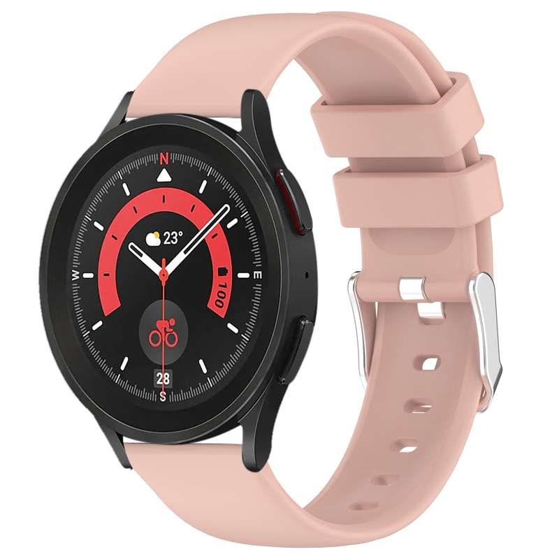 For Samsung Galaxy Watch 5 Pro  45mm 20mm Smooth Solid Color Silicone Watch Band(Pink)