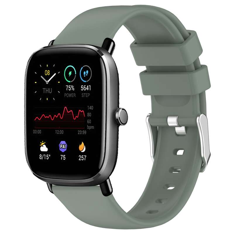 For Amazfit GTS 4 Mini 20mm Smooth Solid Color Silicone Watch Band(Olive Green)