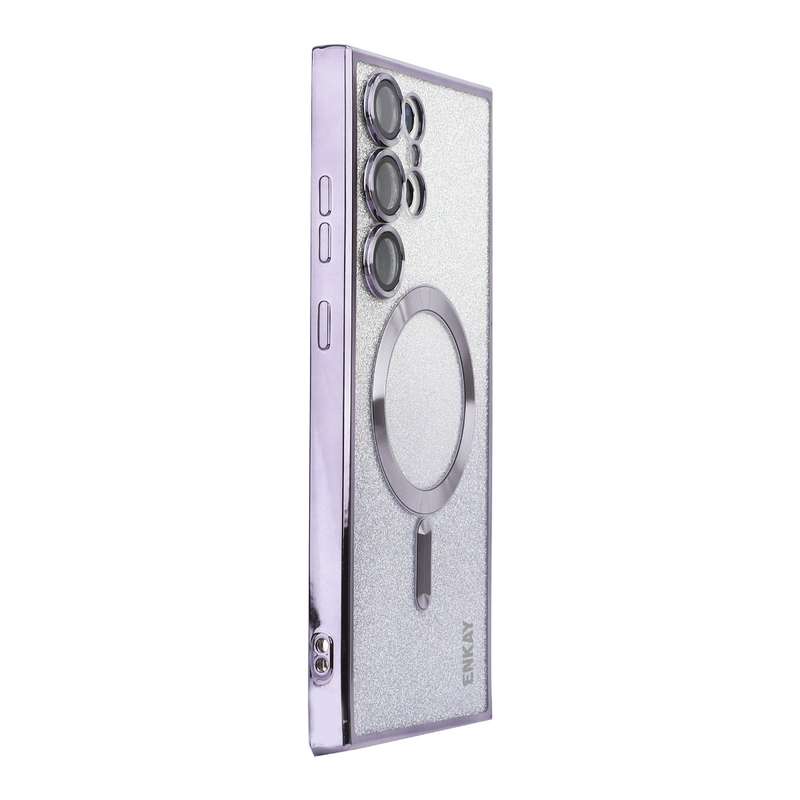 For Samsung Galaxy S24 Ultra 5G ENKAY Hat-Prince Magnetic Glitter Plated TPU Phone Case with Lens Fi