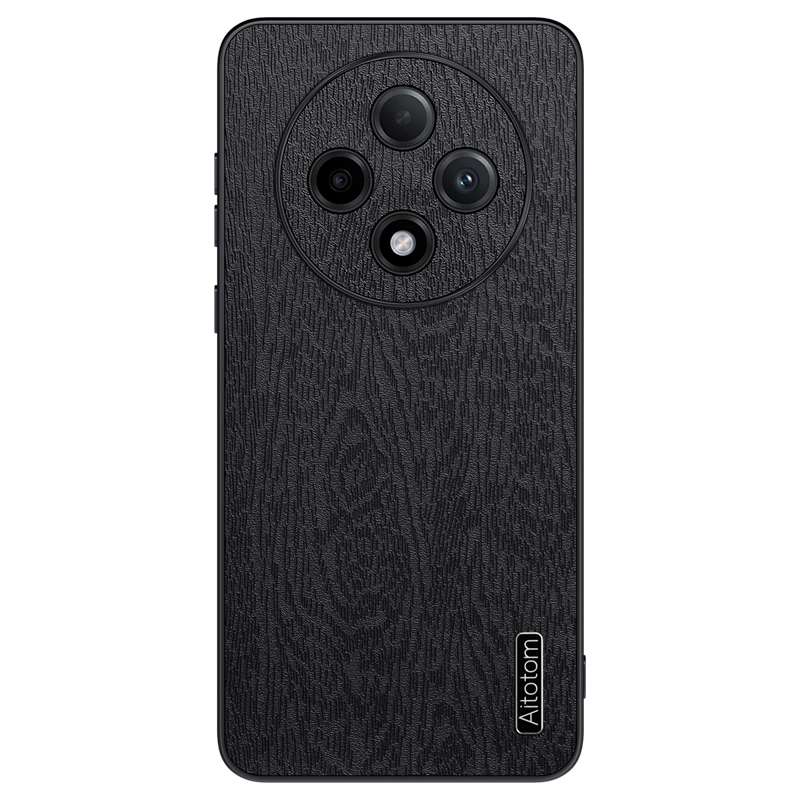 For OPPO A3 Pro Tree Bark Leather Shockproof Phone Case(Black)