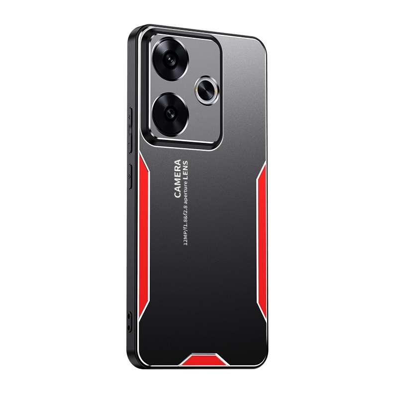 For Xiaomi Redmi Turbo3 Blade Series TPU Hybrid Metal Phone Case(Red)