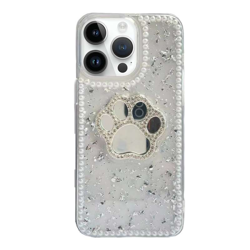 For iPhone 12 Pro Max Cat Claw Mirror TPU Phone Case(Silver)