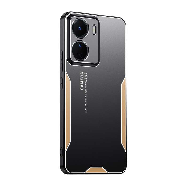 For vivo Y35  5G Blade Series TPU Hybrid Metal Phone Case(Gold)
