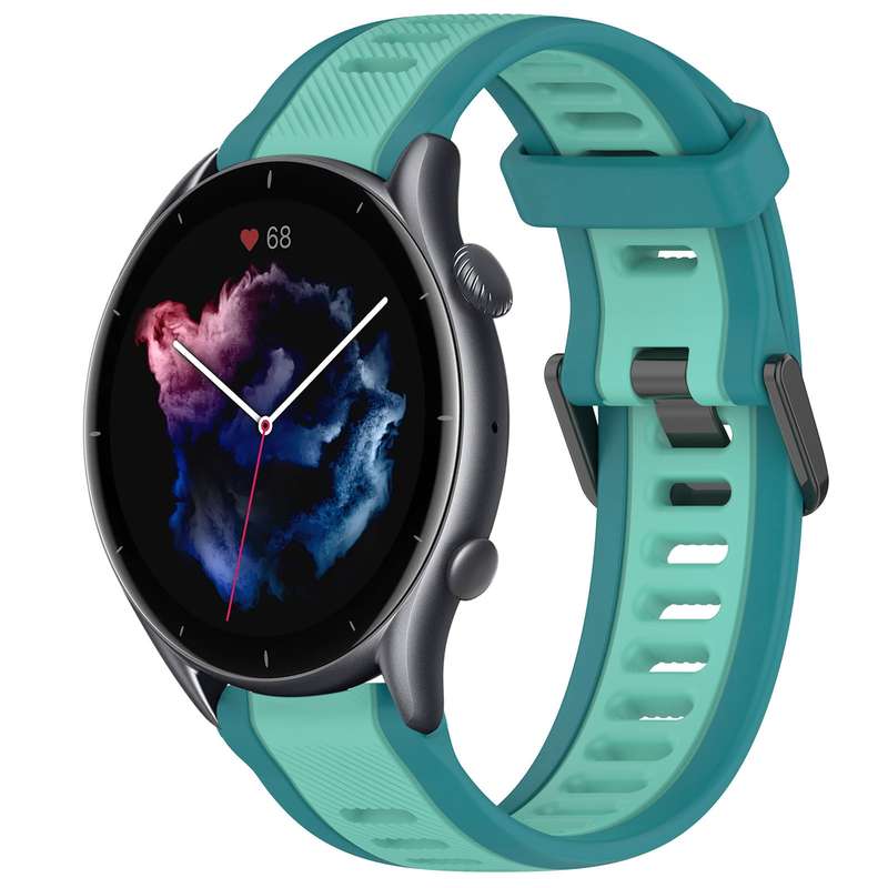 For Amazfit GTR 3 Pro 22mm Two-Color Textured Silicone Watch Band(Water Duck)