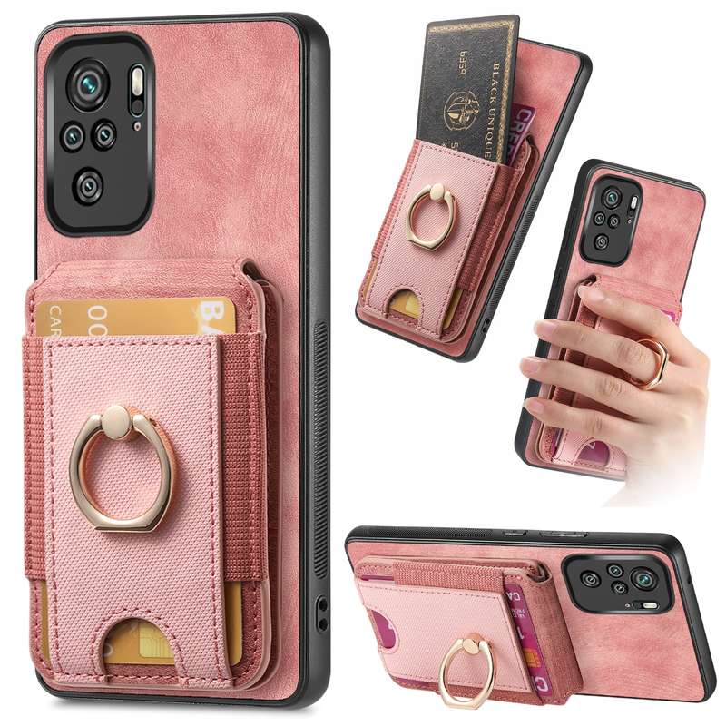 For Xiaomi Redmi Note 10 4G Retro Splitable Magnetic Stand Card Bag Leather Phone Case(Pink)