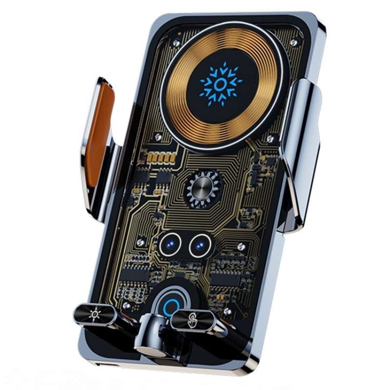 F18 With Infrared Sensor Phone Charging Aluminum Alloy Bracket Car Wireless Charger(Transparent Silv