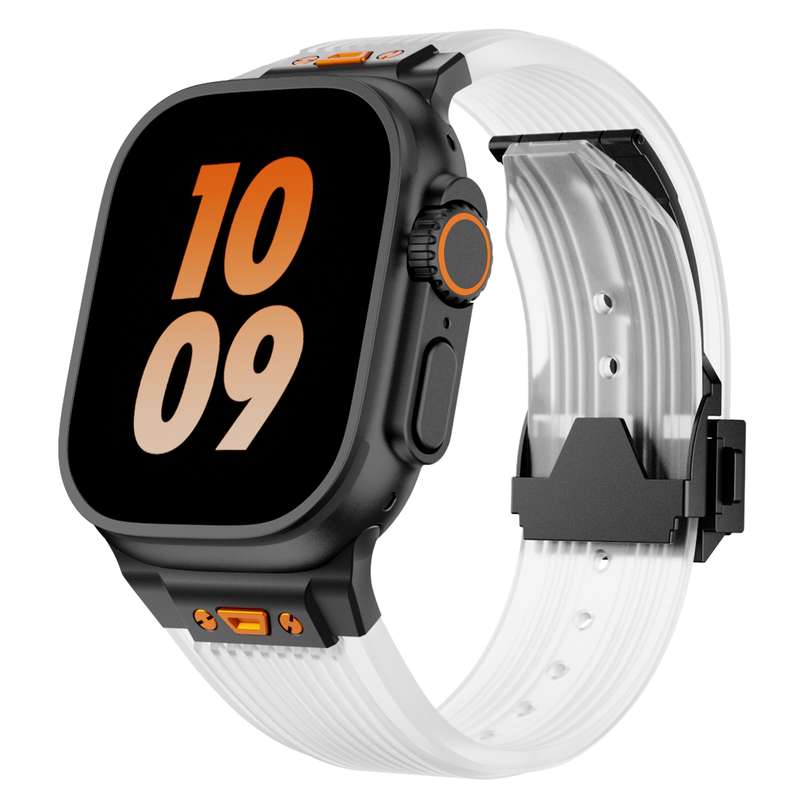 For Apple Watch Series 6 44mm Transparent Silicone Watch Band(Black Transparent)