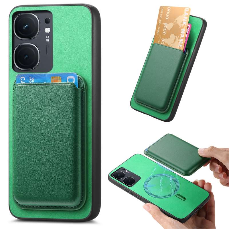 For vivo iQOO Neo9 / Neo9 Pro 5G Retro Magsafe Card Bag PU Back Cover Phone Case(Green)