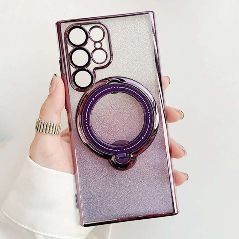 For Samsung Galaxy S23 Ultra 5G Rotation MagSafe Holder Gradient Glitter TPU Phone Case(Night P